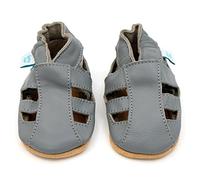 Dotty Fish Soft Leather Baby and Toddler Shoes with Suede Soles. Boys & Girls Grey Sandals. 6-12 Months (3 UK Child)