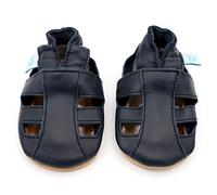 Dotty Fish Soft Leather Baby and Toddler Shoes with Suede Soles. Boys & Girls Navy Sandals. 18-24 Months (6.5 UK Child)