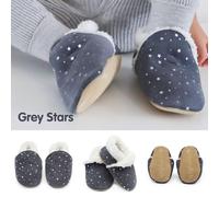 Dotty Fish Suede Baby Slippers Toddler/Kids Warm Fleece Boys/Girls 0-6mth-4-5yrs