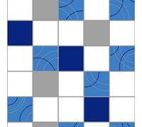 Dotty Tiled Blue White Wallpaper - Metallic Silver Modern Textured Embossed Contemporary - Kitchen Bathroom Vinyl