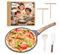 DOTUHAO Nonstick Crepe Pan Set, 5 Piece Set Kitchen Pancake Grill Pan, 11 Inch Granite Coating Flat Skillet Tawa Dosa Tortilla Pans, Pizza Pan, Fry Pans Compatible with All Stovetops