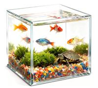 DOTUHAO Small Glass Fish Tank, 5.9x4.3x5.1 Inch Rimless Aquarium, 0.7 Gallon Small quarium, Ultra Clear Glass Thickness 4mm (5.9x4.3x5.1)