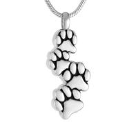 DOTUIARG 4Paw Shape Pet Memorial Urn Pendant With Snake Chain 316L Stainless Steel Cremation Urn Charm Necklace Bracelet Charm