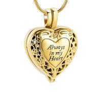 DOTUIARG Always In My Heart Cremation Locket Necklace For Ashes Of Loved One Keepsake Hold Cylinder memorial Urn Jewelry