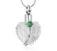 DOTUIARG Angel Wing Heart Cremation Jewelry Urn Necklace for Ashes for Women Birthstone Urn Locket Pendant for Mom