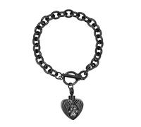 DOTUIARG Angel Wing Heart Cremation Urn Bracelet for Ashes Stainless Steel Pendant Keepsake Paw Print Memorial Pet Dog Cat Hand Chain