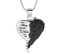 DOTUIARG Angel Wing Urn Necklace for Ashes Heart Cremation Jewelry Stainless Steel Ashes Pendant for Women Men Keepsake Memorial Jewelry
