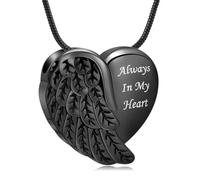 DOTUIARG Angel Wing Urn Necklaces for Ashes Heart Cremation Jewelry for Women Men Stainless Steel Ashes Pendant Keepsake Memorial Jewelry