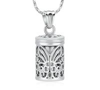 DOTUIARG Butterfly Cage Cremation Jewelry Cylinder Urn Necklace for Ashes Memorial Locket Pendant Funeral Keepsake for Women Men