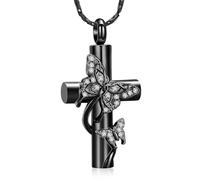 DOTUIARG Butterfly Cross Urn Necklace for Ashes Cremation Jewelry for Women Men Memorial Keepsake Ashes Funeral Gift