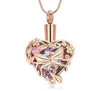 DOTUIARG Butterfly Heart Urn Necklace for Ashes for Women Girl Memorial Ashes Keepsake Necklace for Human Pet