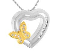 DOTUIARG Butterfly Im My Heart Stainless Steel Women Keepsake Jewelry Cremation Urn Necklace for Ashes