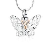 DOTUIARG Butterfly Urn Necklace for Ashes Stainless Steel Cremation Jewelry Hollow Ashes Pendant for Women Keepsake Memorial for Jewelry