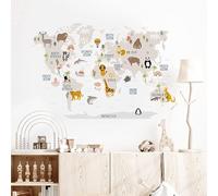 DOTUIARG Cartoon Large World Map Wall Stickers Animals Watercolor Kids Vinyl Nursery Decals For Girls Room Home Decor