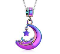 DOTUIARG Cat Cremation Jewelry Moon Urn Necklace for Ashes Stainless Steel Ashes Pendant for Pet Human Keepsake Memorial for Jewelry