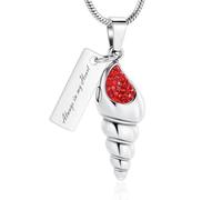 DOTUIARG Conch Cremation Jewelry Crystal Urn Necklace for Ashes Stainless Steel Pendant Women Men Memorial Keepsake