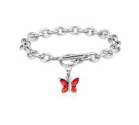DOTUIARG Cremation Jewelry Crystal Butterfly Urn Bracelet for Ashes Stainless Steel Keepsake Memorial Human Ashes Jewelry for Women Men