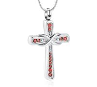 DOTUIARG Cremation Jewelry for Ashes Birthstone Cross Urn Pendant Keepsake Stainless Steel Memorial Necklace for Women Men