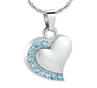 DOTUIARG Cremation Jewelry for Ashes Crystal Edge Heart Stainless Steel Pendant Urn Necklace Funeral Keepsake