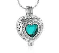 DOTUIARG Cremation Jewelry for Ashes for Women - Crystal Heart Necklace with Cylinder Urn Keepsake Birthstone Memorial Pendant