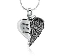DOTUIARG Cremation Jewelry for Ashes for Women Wing Heart Urn Necklace Pendant Keepsake Loved Ones Always in My Heart Memorial Gift