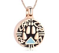 DOTUIARG Cremation Jewelry for Ashes Paw Print Round Urn Pendant Keepsake Pet Dog Memorial Necklace for Men Women