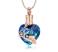 DOTUIARG Cremation Jewelry for Ashes Pendant -Heart Shape Urn Necklace Elephant Keepsake Urn Memorial Ash Jewelry for Women Men