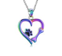 DOTUIARG Cremation Jewelry for Ashes Pendant -Loving Heart Dog Paw Urn Necklace Keepsake Urn Memorial Ash Jewelry for Women Men