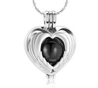 DOTUIARG Cremation Jewelry Memorial Urn Necklace for Ashes Angel Wing Love Heart Pendant Jar Locket Ashes Holder Keepsake