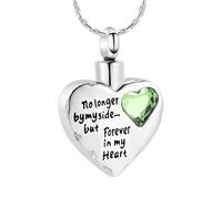 DOTUIARG Cremation Jewelry No Longer by My Side But Forever in My Heart Crystal Heart Shape Pendant Urn Necklace Keepsake