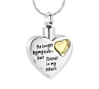 DOTUIARG Cremation Jewelry No Longer by My Side But Forever in My Heart Crystal Heart Shape Pendant Urn Necklace Keepsake