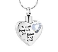 DOTUIARG Cremation Jewelry No Longer by My Side But Forever in My Heart Crystal Heart Shape Pendant Urn Necklace Keepsake