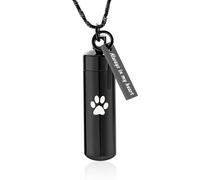 DOTUIARG Cremation Jewelry Paw Print Cylinder Urn Necklace for Ashes with Glass Jar Keepsake Urn Memorial Jewelry for Women/Men