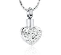 DOTUIARG Cremation Jewelry Urn Necklace for Ashes Crystal Heart Stainless Steel Memorial Pendant Keepsake Jewelry Gift for Women Girl