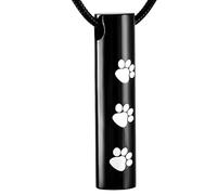 DOTUIARG Cremation Jewelry With 3 Paw Print Cylinder Pet Ash Keepsake Pendant Necklace For Ashes Memorial Jewelry