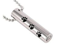 DOTUIARG Cremation Jewelry With 3 Paw Print Cylinder Pet Ash Keepsake Pendant Necklace For Ashes Memorial Jewelry