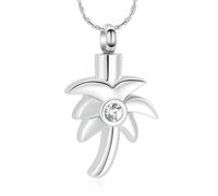 DOTUIARG Cremation Necklace for Ashes Stainless Steel Inlaid Crystal Memorial Urn Pendant Loved Ones Human Pet Keepsake Jewelry