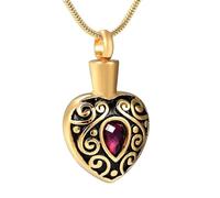 DOTUIARG Cremation Necklace with Rhinestone Heart Shape Pendant Stainless Steel for Pet/Human Ashes Memorial Jewelry