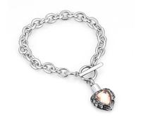 DOTUIARG Cremation Urn Bracelet for Ashes Stainless Steel Crystal Heart Pendant Hand Chain Keepsake Loved Ones Memorial Jewelry