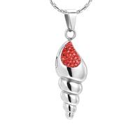 DOTUIARG Cremation Urn For Necklace Conch With Blue/Red Crystal Ashes Pendant Stainless Steel Keepsake Necklace Jewelry