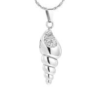 DOTUIARG Cremation Urn For Necklace Conch With Blue/Red Crystal Ashes Pendant Stainless Steel Keepsake Necklace Jewelry