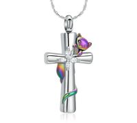 DOTUIARG Cross Cremation Jewelry Cat Butterfly Urn Necklaces for Men Women Stainless Steel Pet Memorial Ashes Pendant Keepsakes Jewelry G