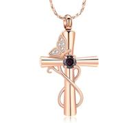 DOTUIARG Cross Urn Necklace for Ashes Butterfly Cremation Jewelry Ashes Holder Keepsake Human Pet Funeral Memorial Pendant for Women