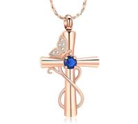 DOTUIARG Cross Urn Necklace for Ashes Butterfly Cremation Jewelry Ashes Holder Keepsake Human Pet Funeral Memorial Pendant for Women