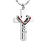 DOTUIARG Cross With Crystal Cremation Jewelry For Ashes Stainless Steel Memorial Urn Necklace Ashes Locket Keepsake