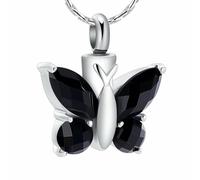 DOTUIARG Crystal Butterfly Pendant Necklace Cremation Urn Purple/Blue/Red/Green/Pink Color Memorial Jewelry cremains Keepsake