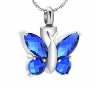 DOTUIARG Crystal Butterfly Pendant Necklace Cremation Urn Purple/Blue/Red/Green/Pink Color Memorial Jewelry cremains Keepsake