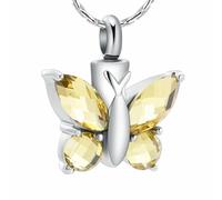 DOTUIARG Crystal Butterfly Pendant Necklace Cremation Urn Purple/Blue/Red/Green/Pink Color Memorial Jewelry cremains Keepsake