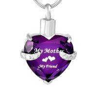 DOTUIARG Crystal Heart Cremation Jewelry For Ashes Forever In My Heart Urn Necklace Stainless Steel Keepsake Memorial Ash Holder Pendant
