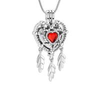 DOTUIARG Crystal Heart Urn Necklaces for Ashes Jewelry with Keepsake Pet Memorial Hollow Pendant